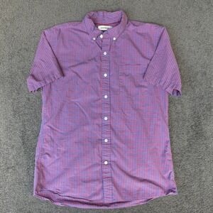 Goodthreads Mens Medium Blue Red Gingham Short Sleeve Button Down Shirt Cotton